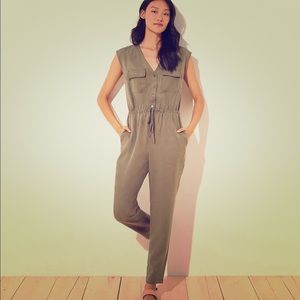 LOFT NWT Drapey Utility Jumpsuit in army green